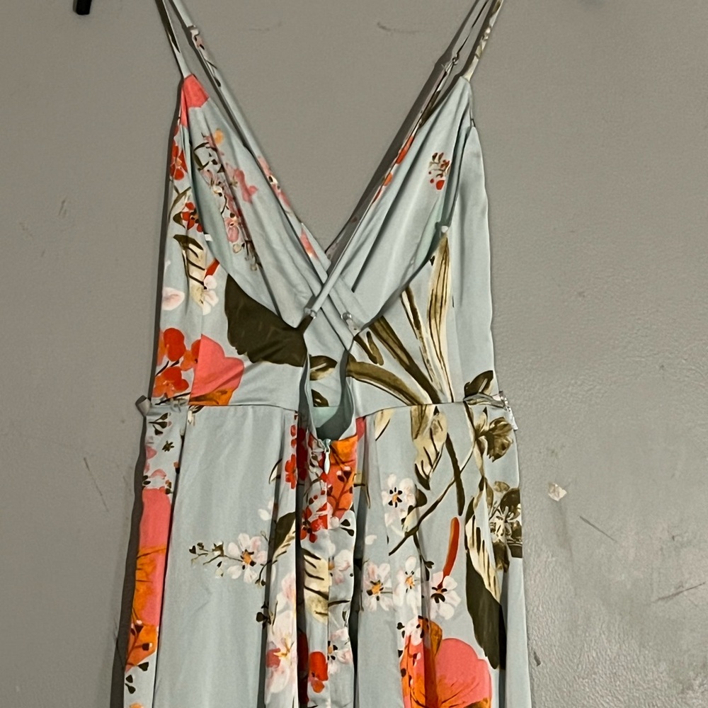 Lulu's Mint Maxi Dress with Coral Floral Print - Picture 3 of 6